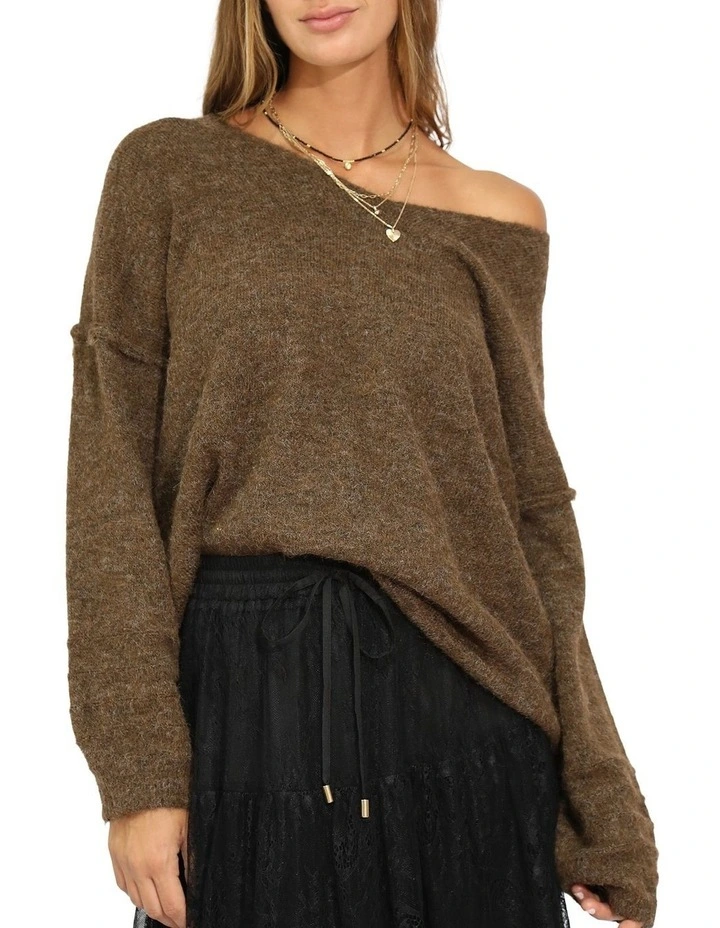 Cloud Kiss Knitted Sweater in Chocolate image 2