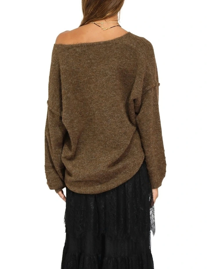 Cloud Kiss Knitted Sweater in Chocolate image 4