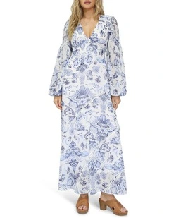 In Your Dreams Maxi Dress in White/Blue