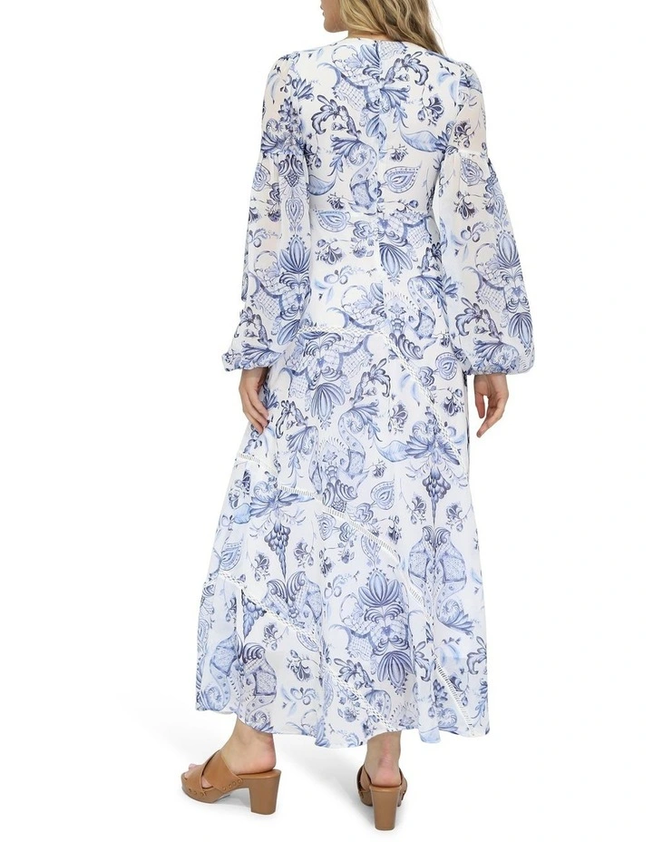 In Your Dreams Maxi Dress in White/Blue image 4