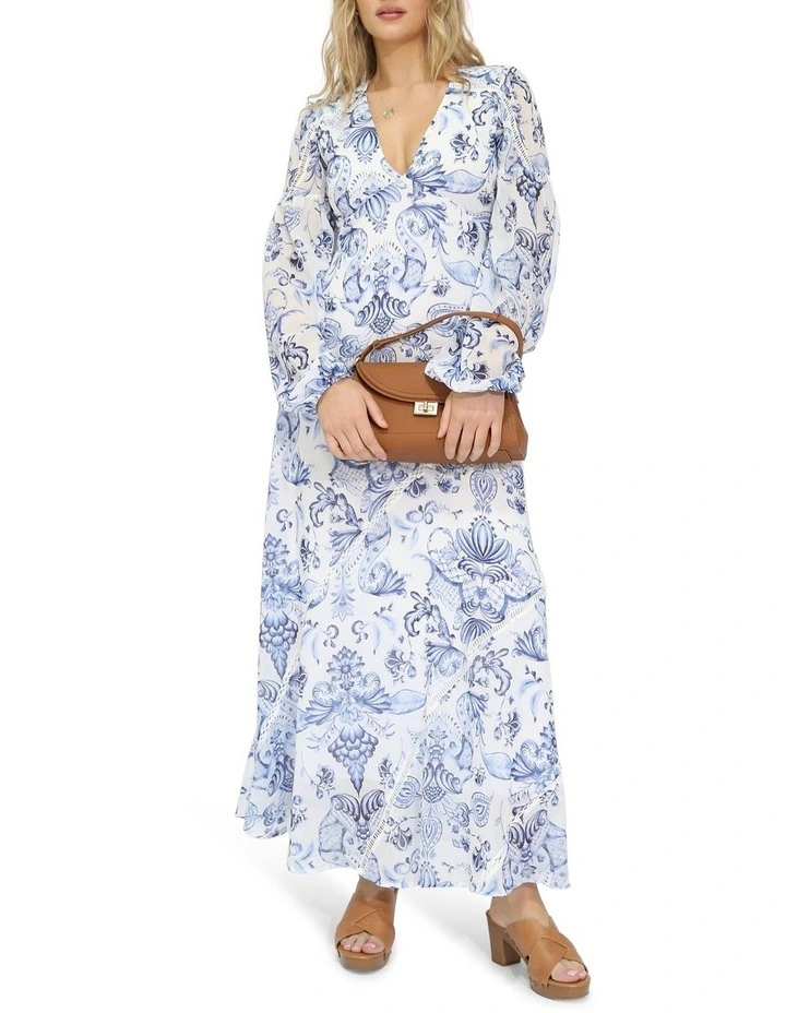 In Your Dreams Maxi Dress in White/Blue image 5