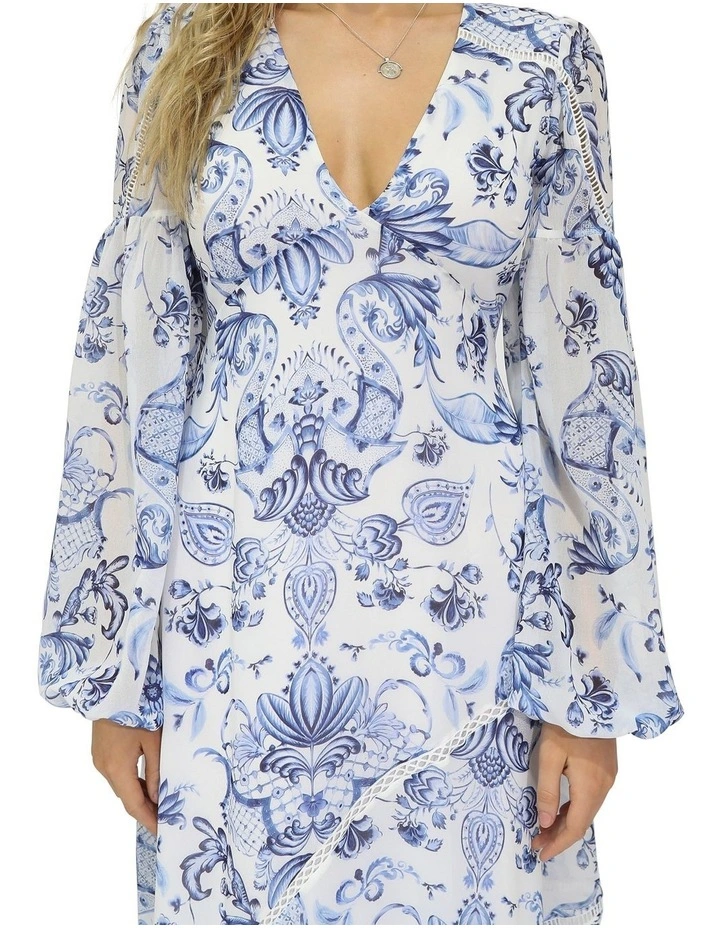 In Your Dreams Maxi Dress in White/Blue image 6
