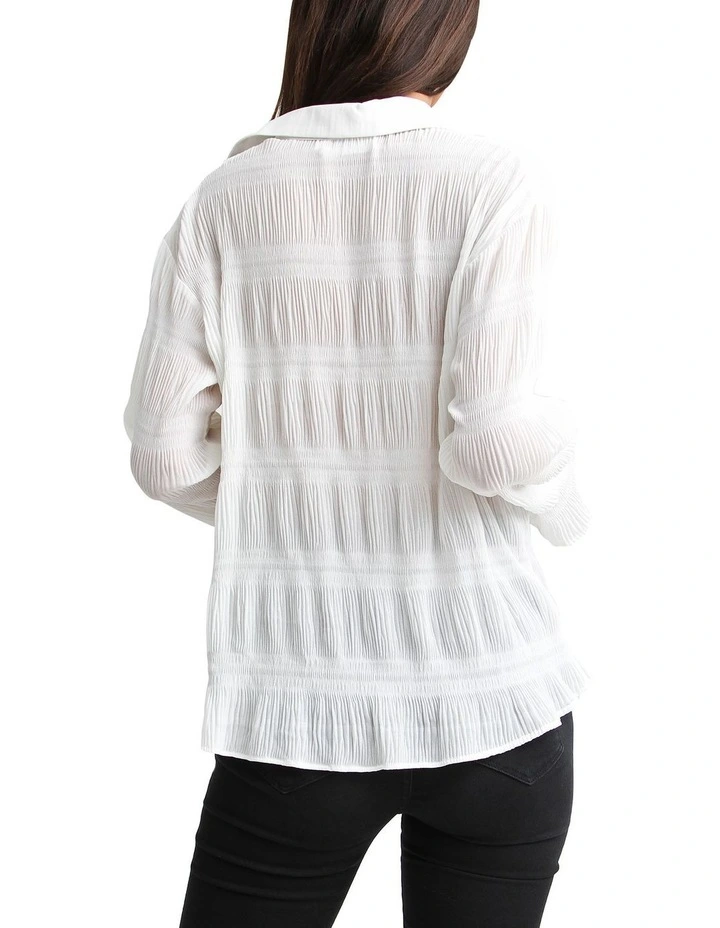Yoko Shirred Chiffon Blouse in Cream image 3