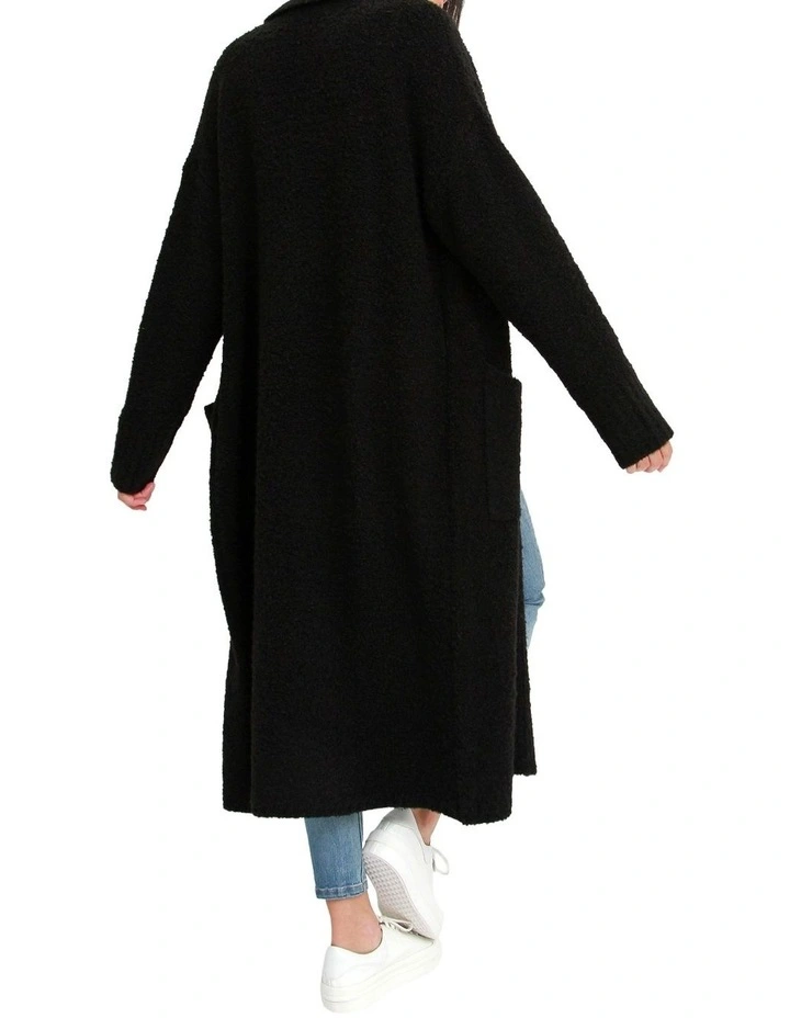 Born To Run Sustainable Sweater Coat in Black image 3