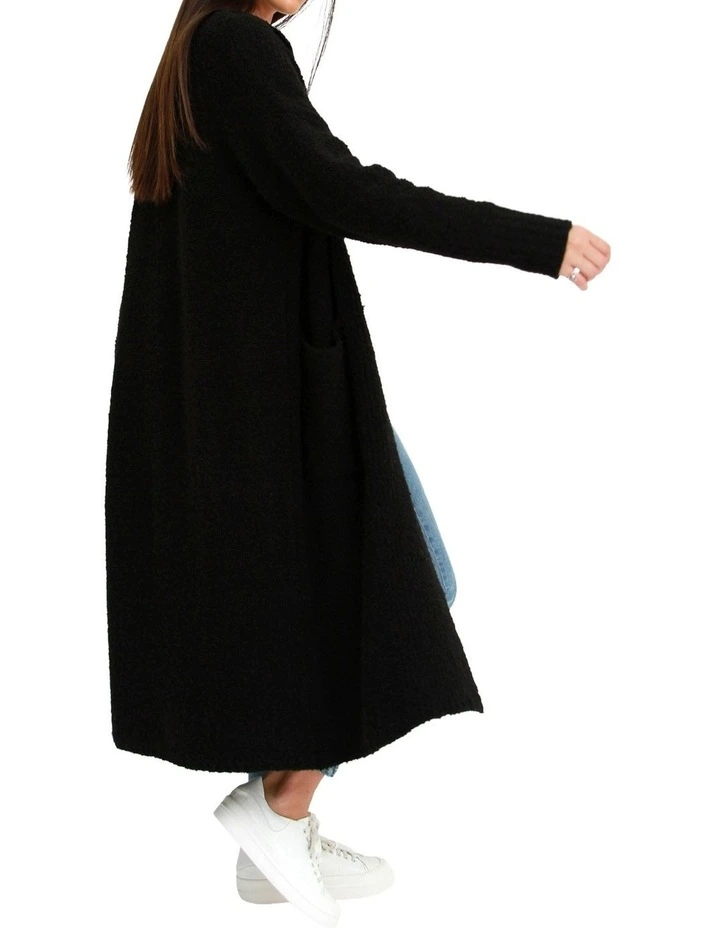 Born To Run Sustainable Sweater Coat in Black image 4