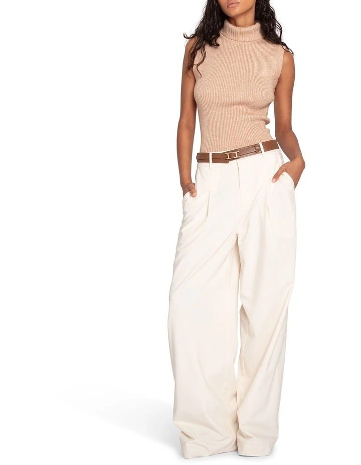 Equation Sleeveless Turtleneck Knit in Camel image 2