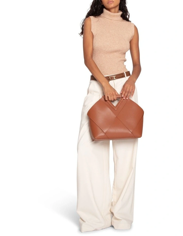 Equation Sleeveless Turtleneck Knit in Camel image 6