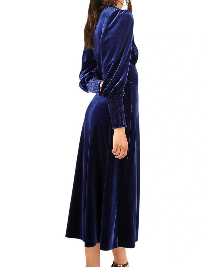 Current Mood Velvet Wrap Dress in Royal Blue image 3