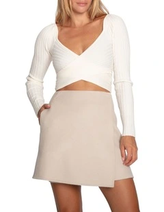 Free Bird Wool Blend Wrap Skirt in Pearl