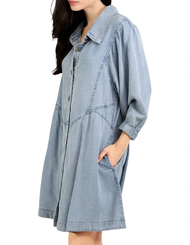 Supercut Denim Dress in Mid Denim image 2