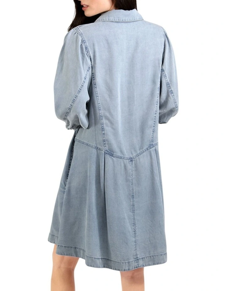 Supercut Denim Dress in Mid Denim image 3