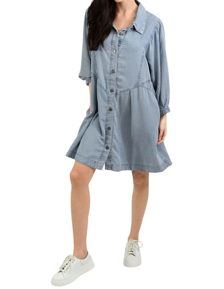 Supercut Denim Dress in Mid Denim image 4