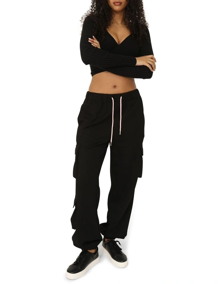 Perfect Match Cargo Trackpants in Black image 1