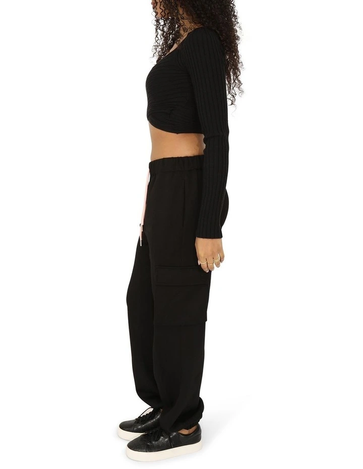Perfect Match Cargo Trackpants in Black image 3