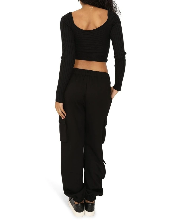 Perfect Match Cargo Trackpants in Black image 4