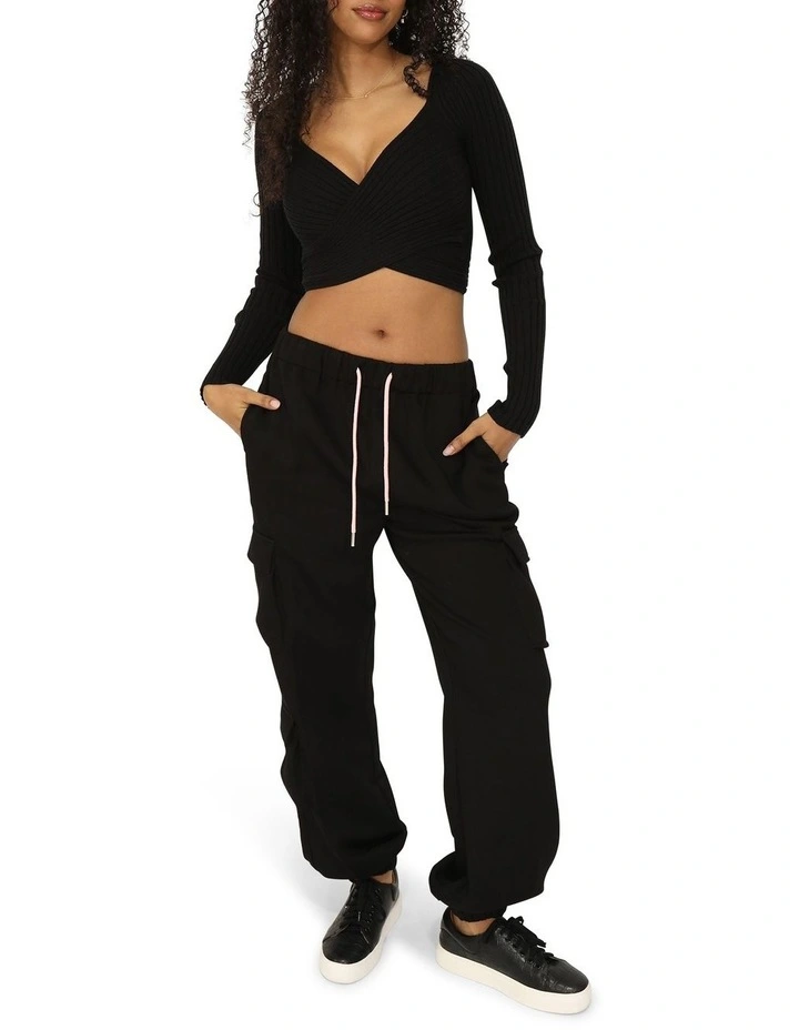 Perfect Match Cargo Trackpants in Black image 7