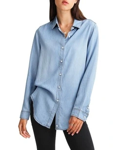 Keep Me Wild Denim Top in Indigo