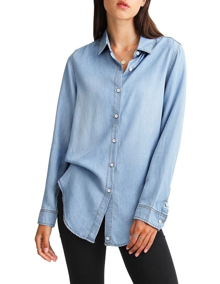 Keep Me Wild Denim Top in Indigo image 1