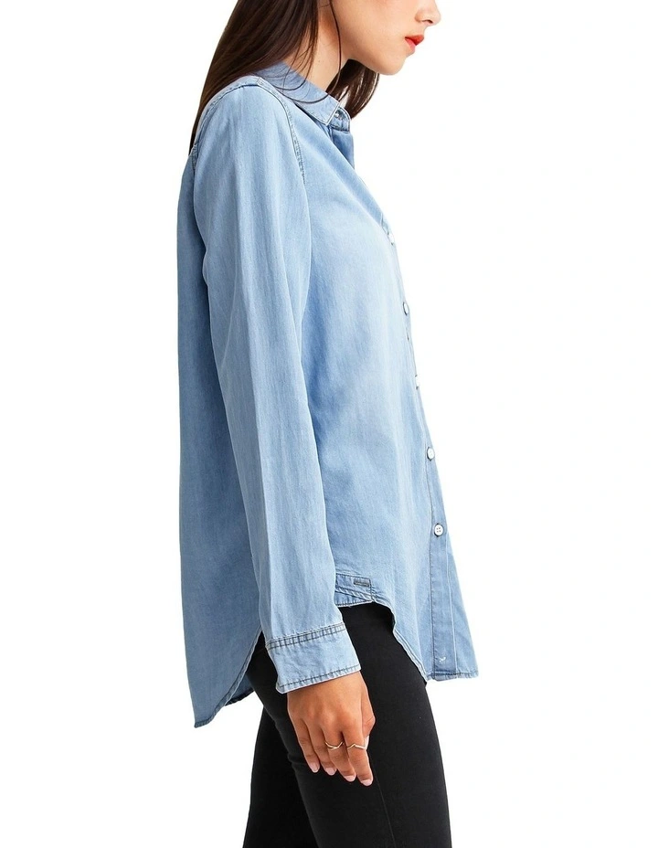Keep Me Wild Denim Top in Indigo image 2