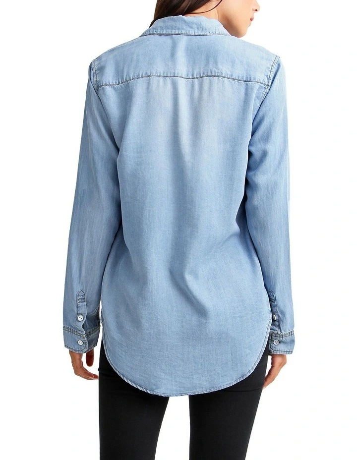 Keep Me Wild Denim Top in Indigo image 3