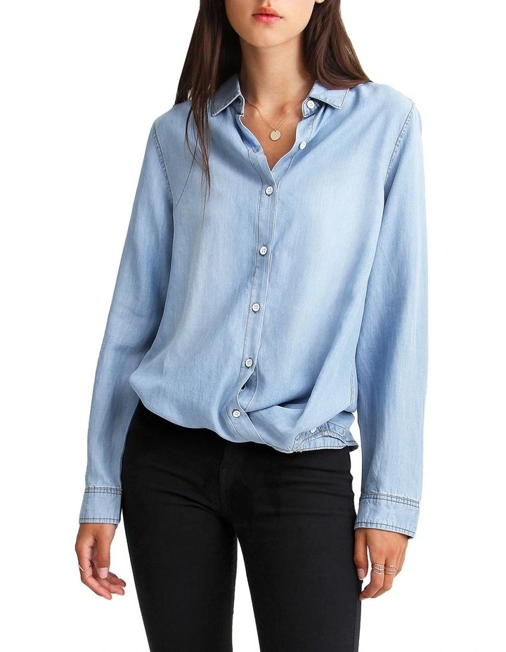 Keep Me Wild Denim Top in Indigo image 5