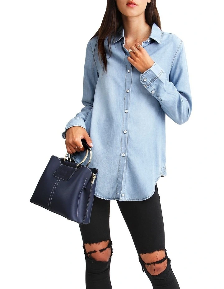 Keep Me Wild Denim Top in Indigo image 6