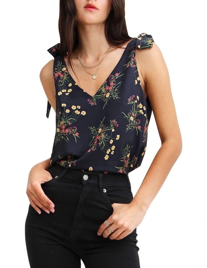 Feel For You V-Neck Top in Navy image 1