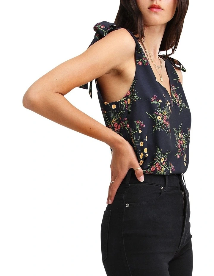 Feel For You V-Neck Top in Navy image 2