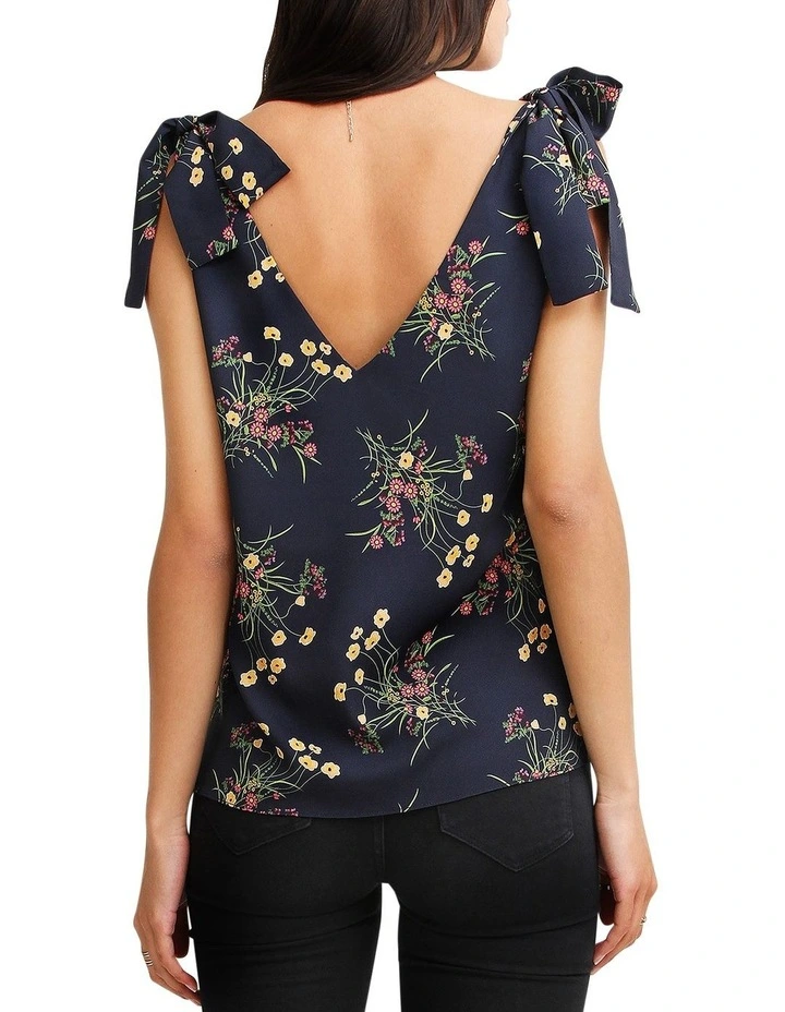 Feel For You V-Neck Top in Navy image 3