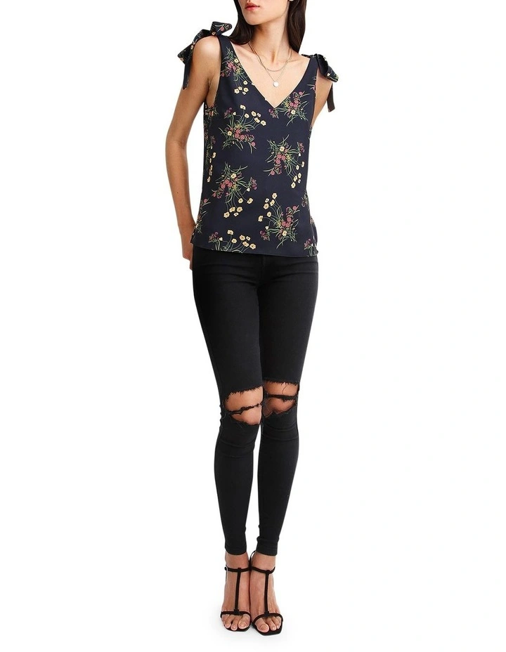 Feel For You V-Neck Top in Navy image 5