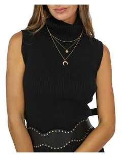 Equation Sleeveless Turtleneck Knit in Black