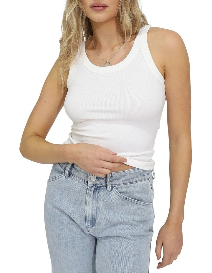 Last Time Ribbed Tank Top in White image 2