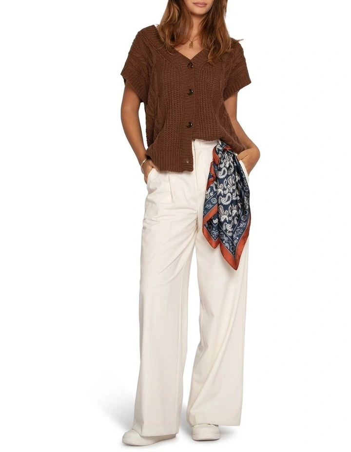 Rosette Oversized Knitted Vest in Chocolate image 2
