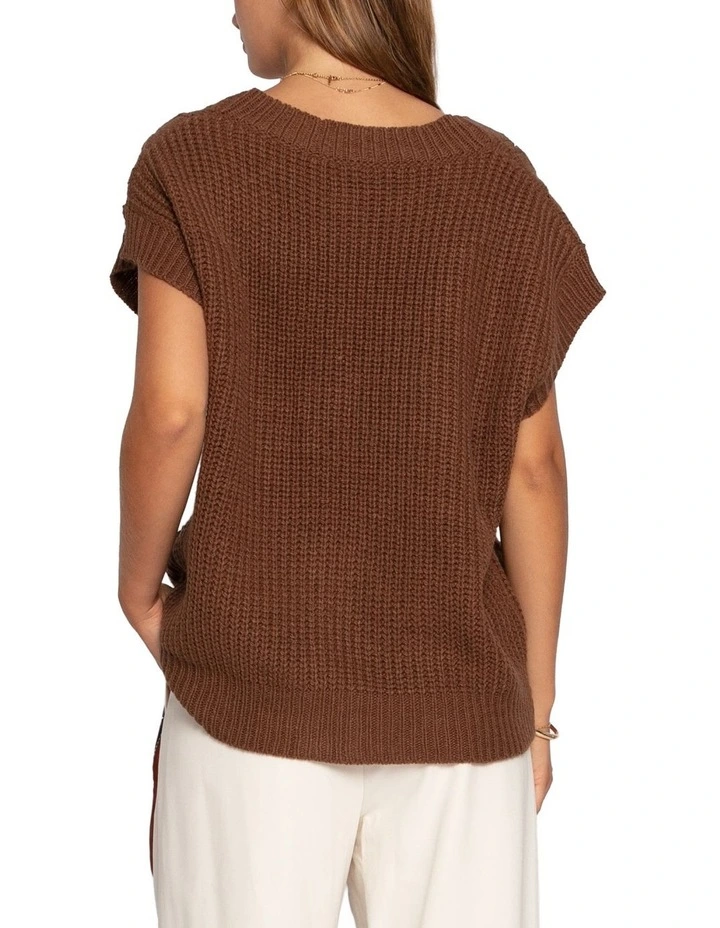 Rosette Oversized Knitted Vest in Chocolate image 4