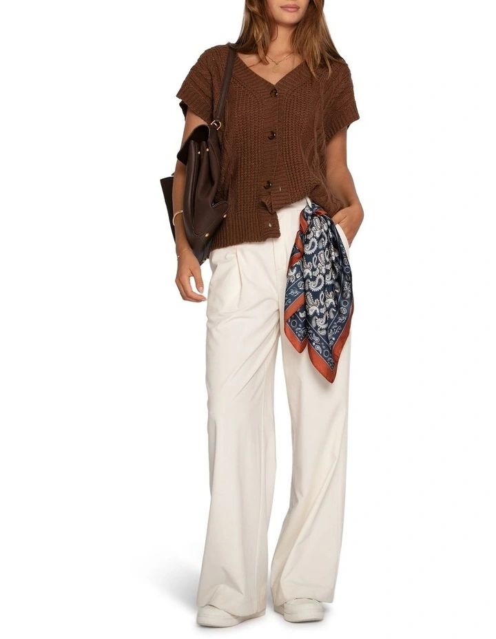 Rosette Oversized Knitted Vest in Chocolate image 5