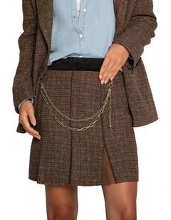 Set Me Free Tweed Mini Skirt in Dark Khaki