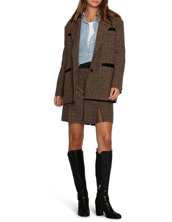Set Me Free Tweed Mini Skirt in Dark Khaki image 2