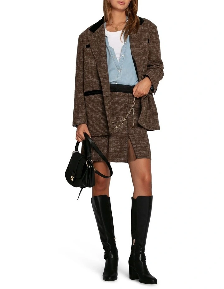 Set Me Free Tweed Mini Skirt in Dark Khaki image 4