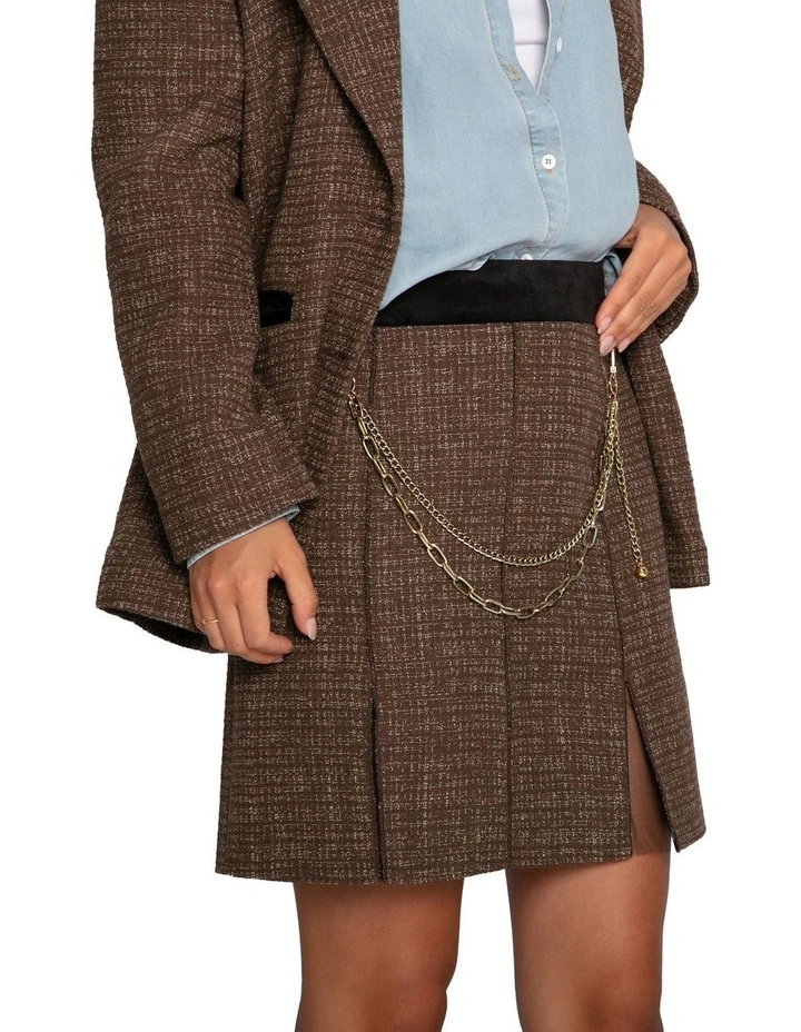 Set Me Free Tweed Mini Skirt in Dark Khaki image 6