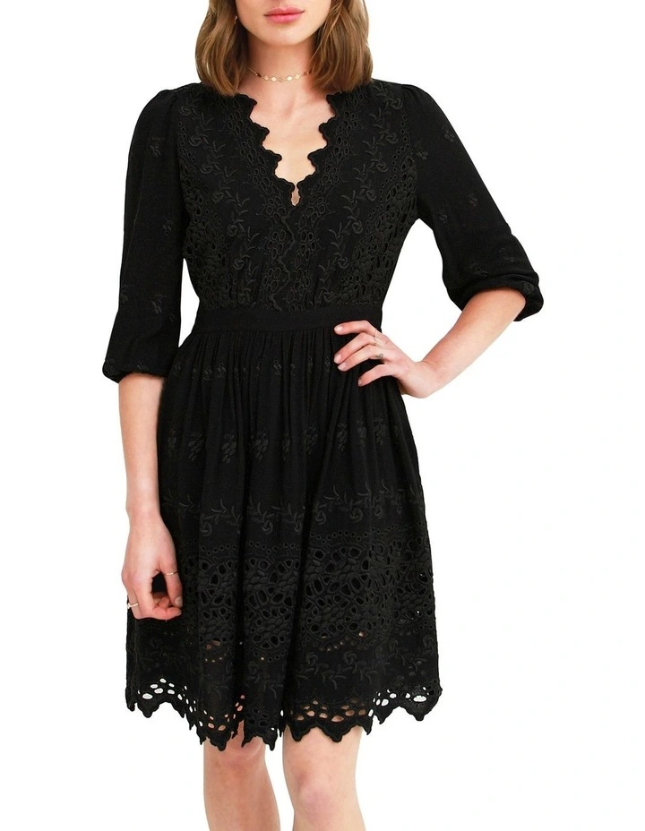 Sweet Talk Eyelet Mini Dress in Black image 1
