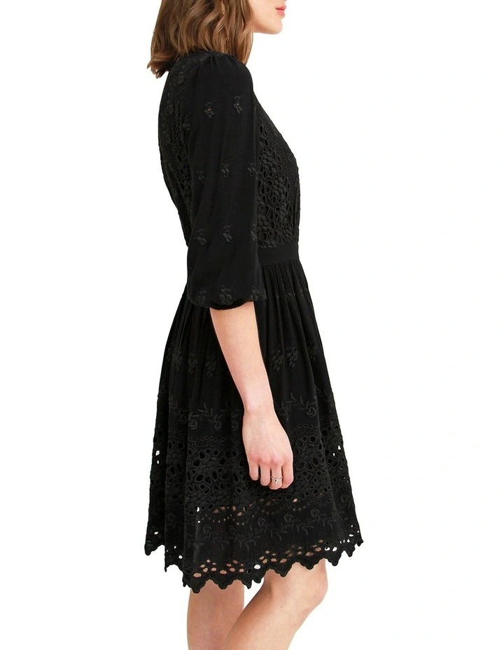 Sweet Talk Eyelet Mini Dress in Black image 2