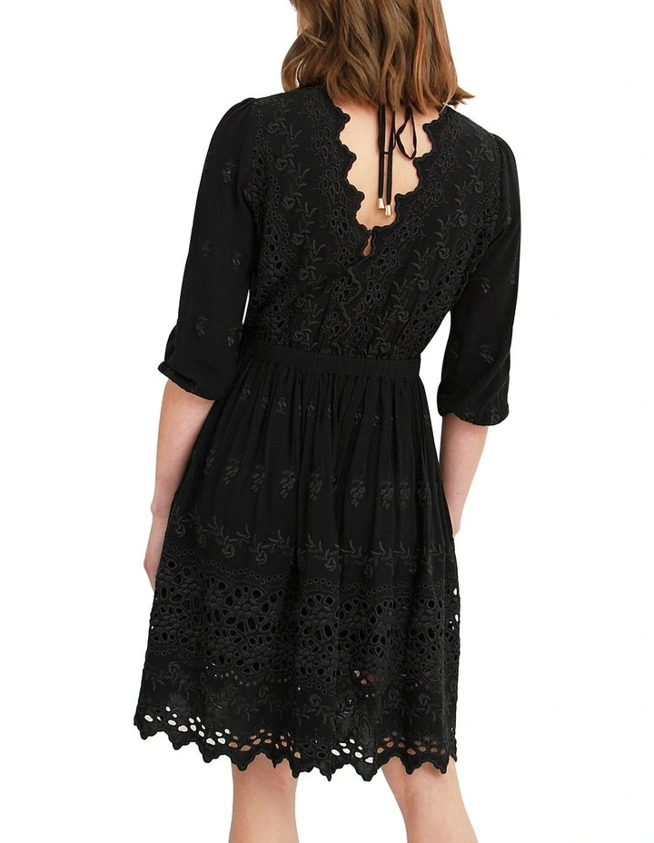 Sweet Talk Eyelet Mini Dress in Black image 3