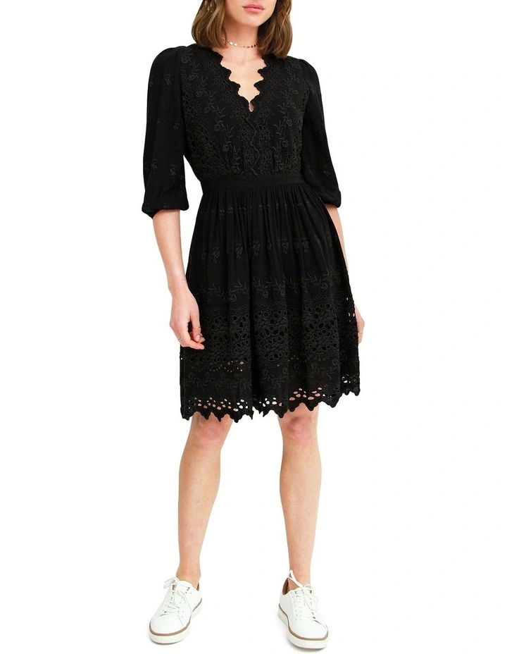 Sweet Talk Eyelet Mini Dress in Black image 4