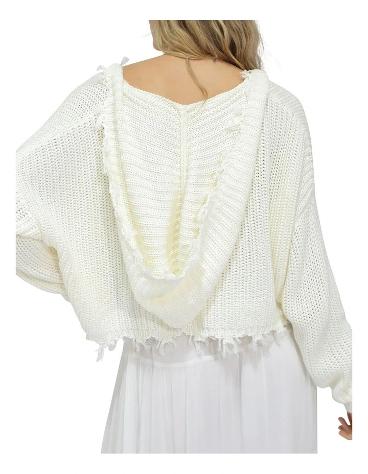 Another Love Fringe Zip Knit in Cream image 4
