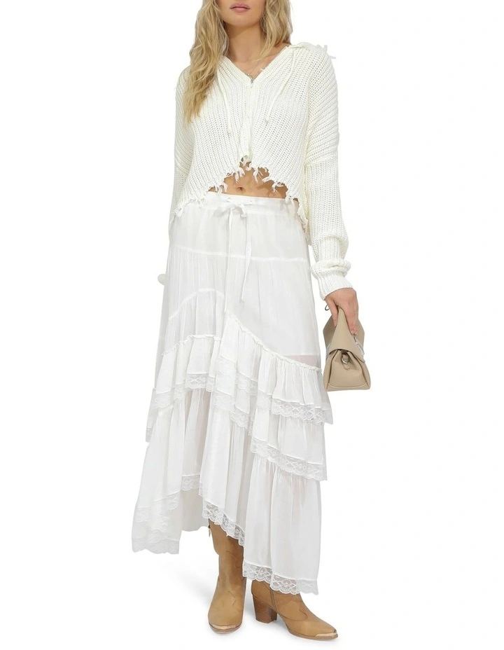 Another Love Fringe Zip Knit in Cream image 5