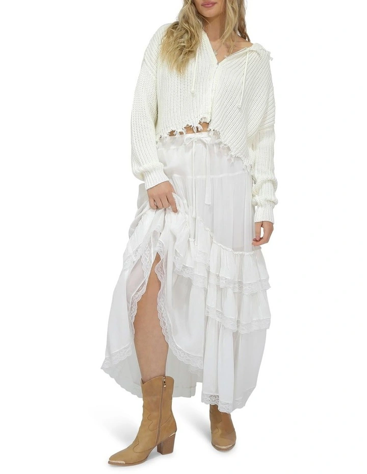 Another Love Fringe Zip Knit in Cream image 7