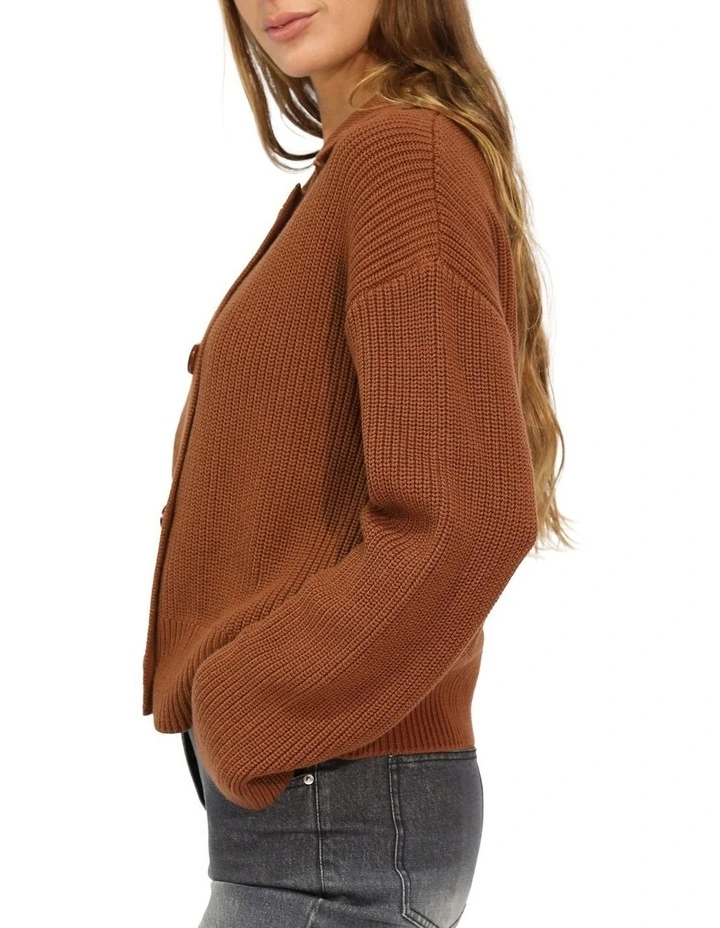 Make It With You Buttoned Cardi Jacket in Dark Vicuna image 3