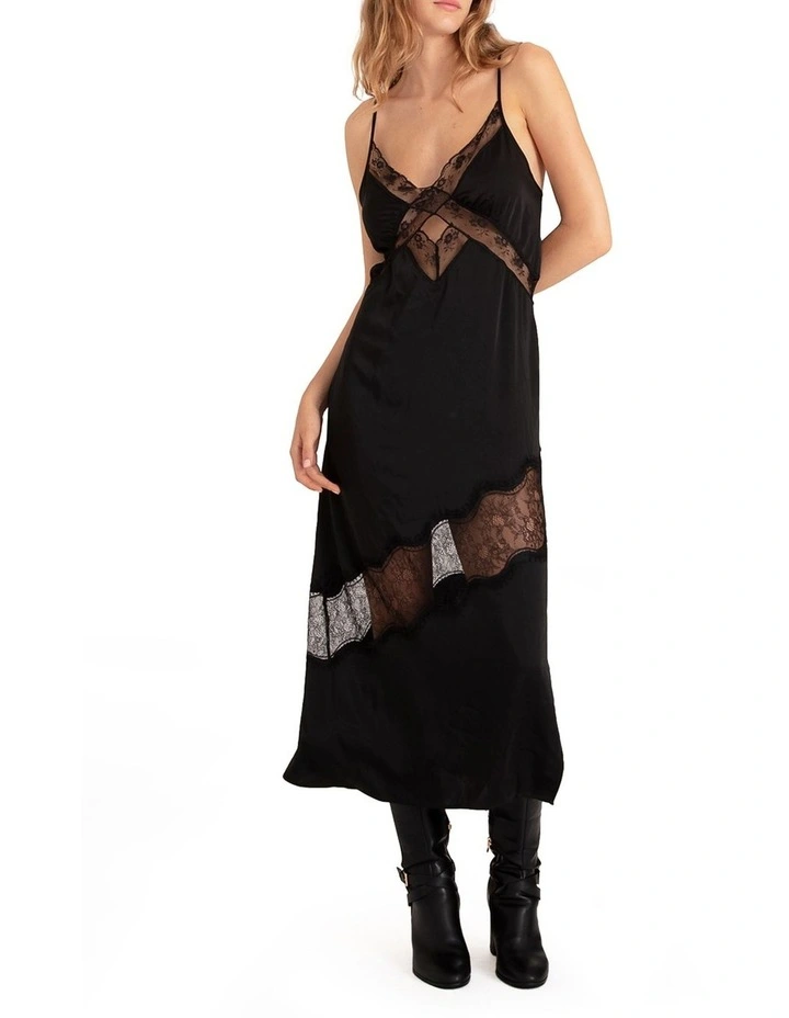 Heavenly Bodies Lace Slip Dress in Black image 5