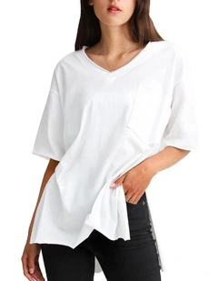 Brave Soul Oversized T-Shirt in White