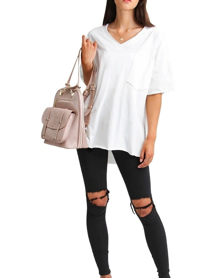 Brave Soul Oversized T-Shirt in White image 3